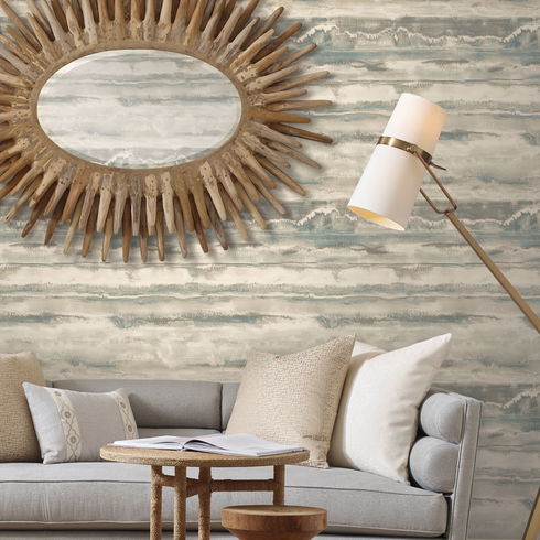 High Tide Taupe & Blue Peel & Stick Wallpaper