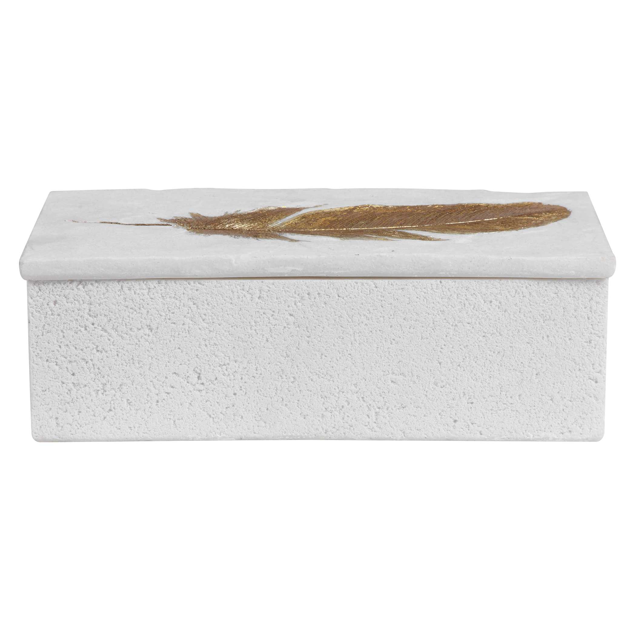 Nephele White Stone Box, Decorative by Uttermost, 11.81" width x 4.13" height x 5.91" depth View 4