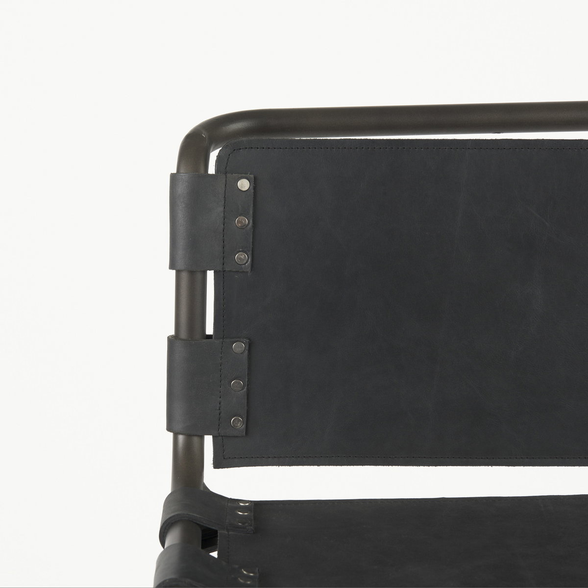 Berbick 43' Total Height Black Leather with Iron Frame Bar Stool, Counter & Bar Stool by Mercana, 20.5" length x 24.8" width x 43" height View 7