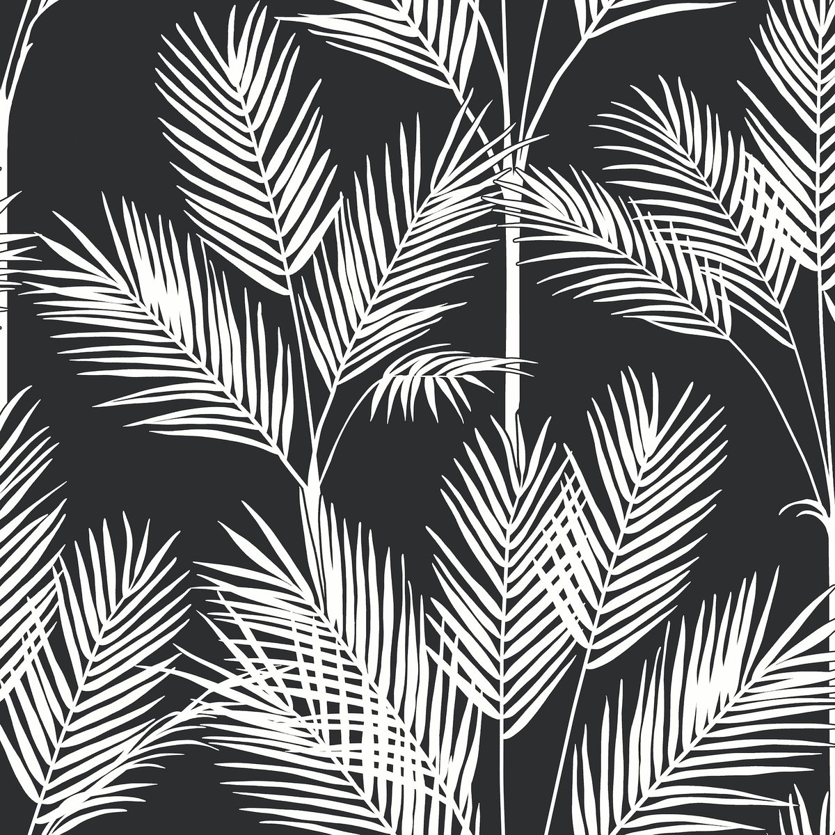 King Palm Silhouette Blue Wallpaper, by York Wall, 33' length x 1'8.5" width x 0.02" depth