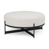 Amelia  Cream Boucle with Black Metal Upholstered Ottoman, by Mercana, 35.83" length x 35.83" width x 17.5" height thumbnail 1