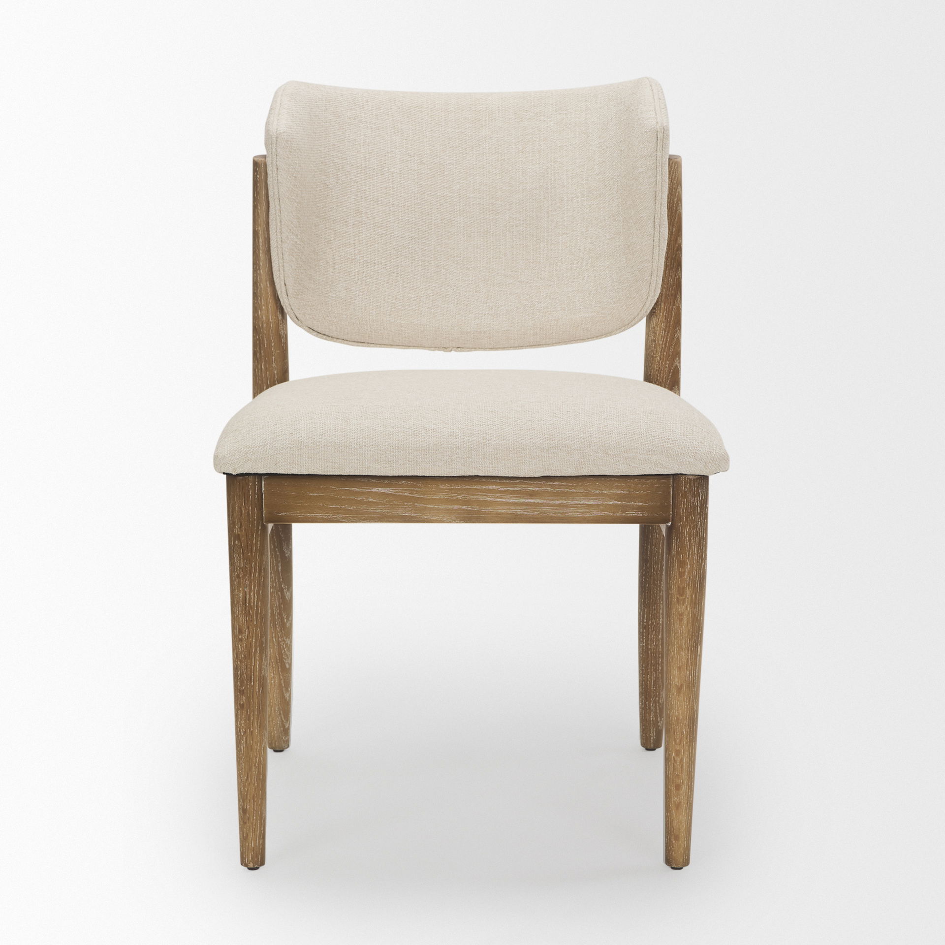 Cline Cream Fabric Upholstered and Light Brown Wood Dining Chair large image 