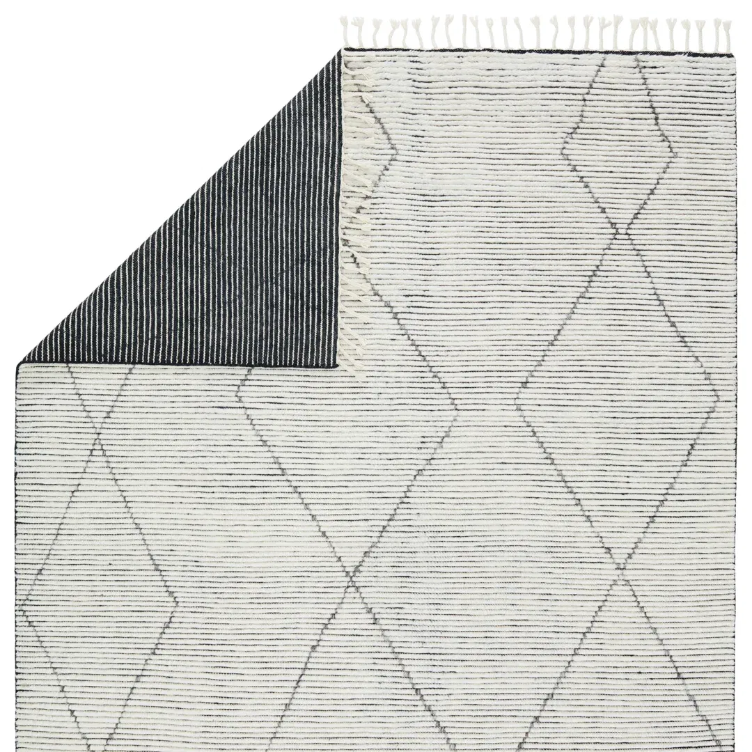 Ammil Hand-Knotted Trellis Cream/ Black Area Rug large image 