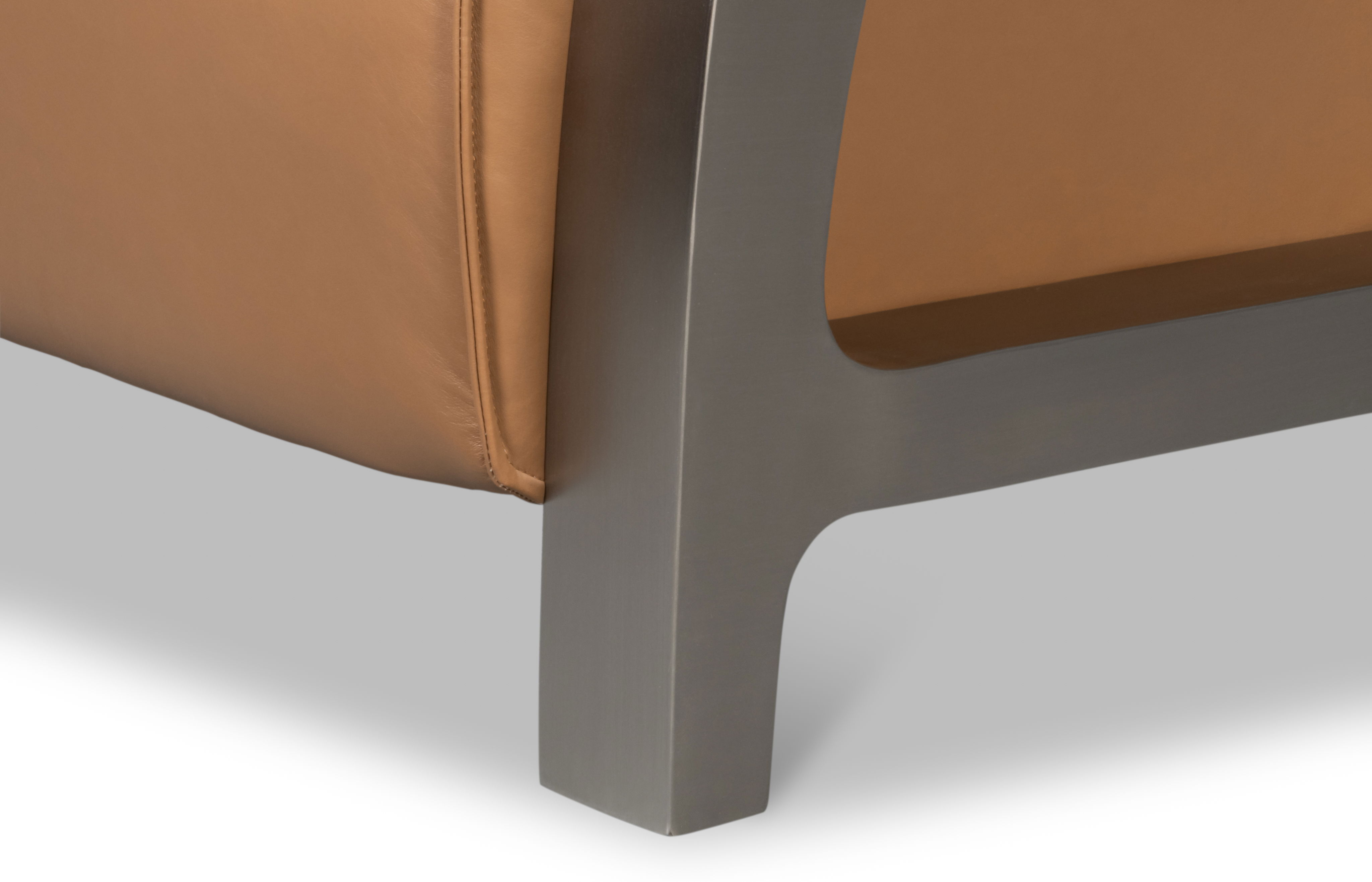 Carlisle Armchair, Caramel Brown Leather, Seating by Sarreid, 29" length x 37" width x 30" height View 7
