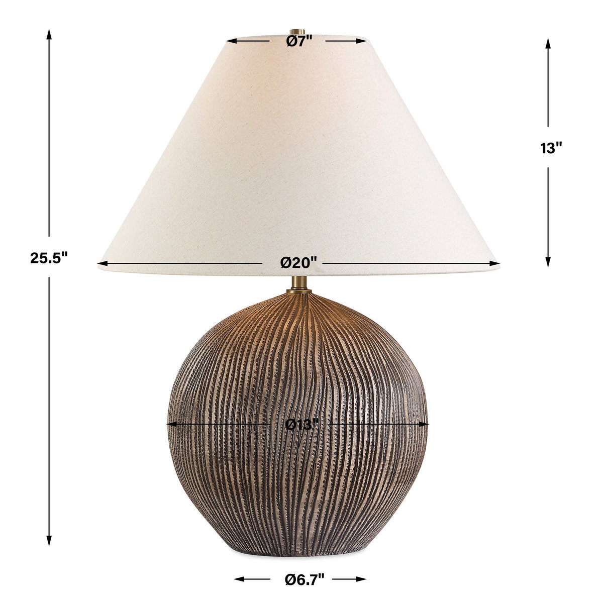 Sayre Dark Brown Table Lamp, by Uttermost, 20" width x 25.5" height x 20" depth View 3
