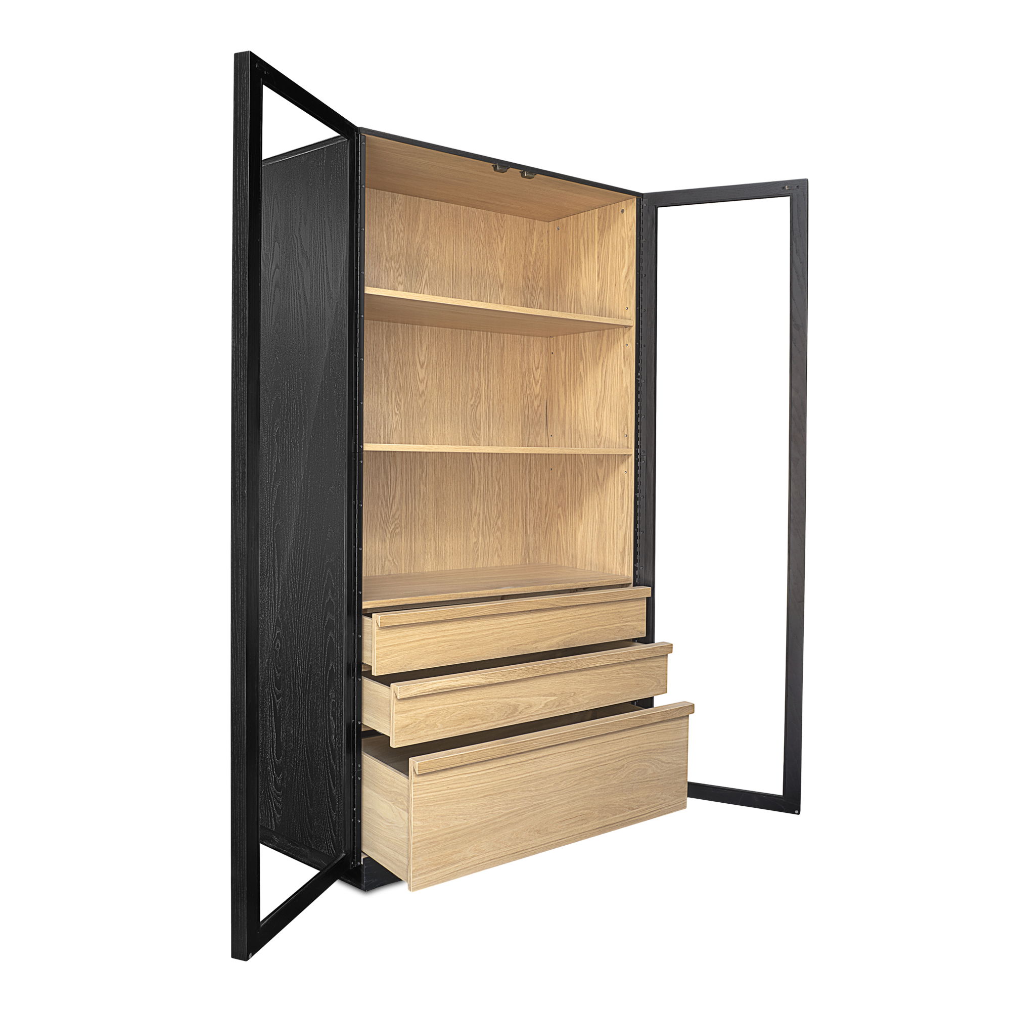 Charlotte Tall Cabinet Black, Cabinets & Sideboard by Moe's Home, 40" width x 80" height x 18.85" depth View 6