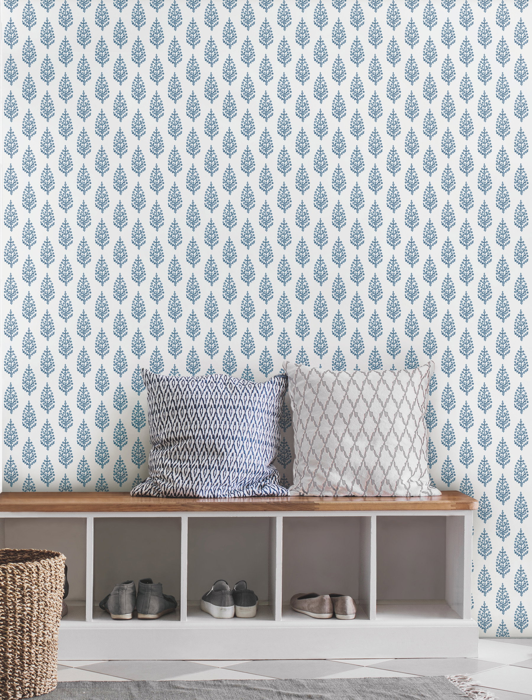 Paisley on Calico Blue Wallpaper, by York Wall, 33' length x 1'8.5" width x 0.02" depth View 3