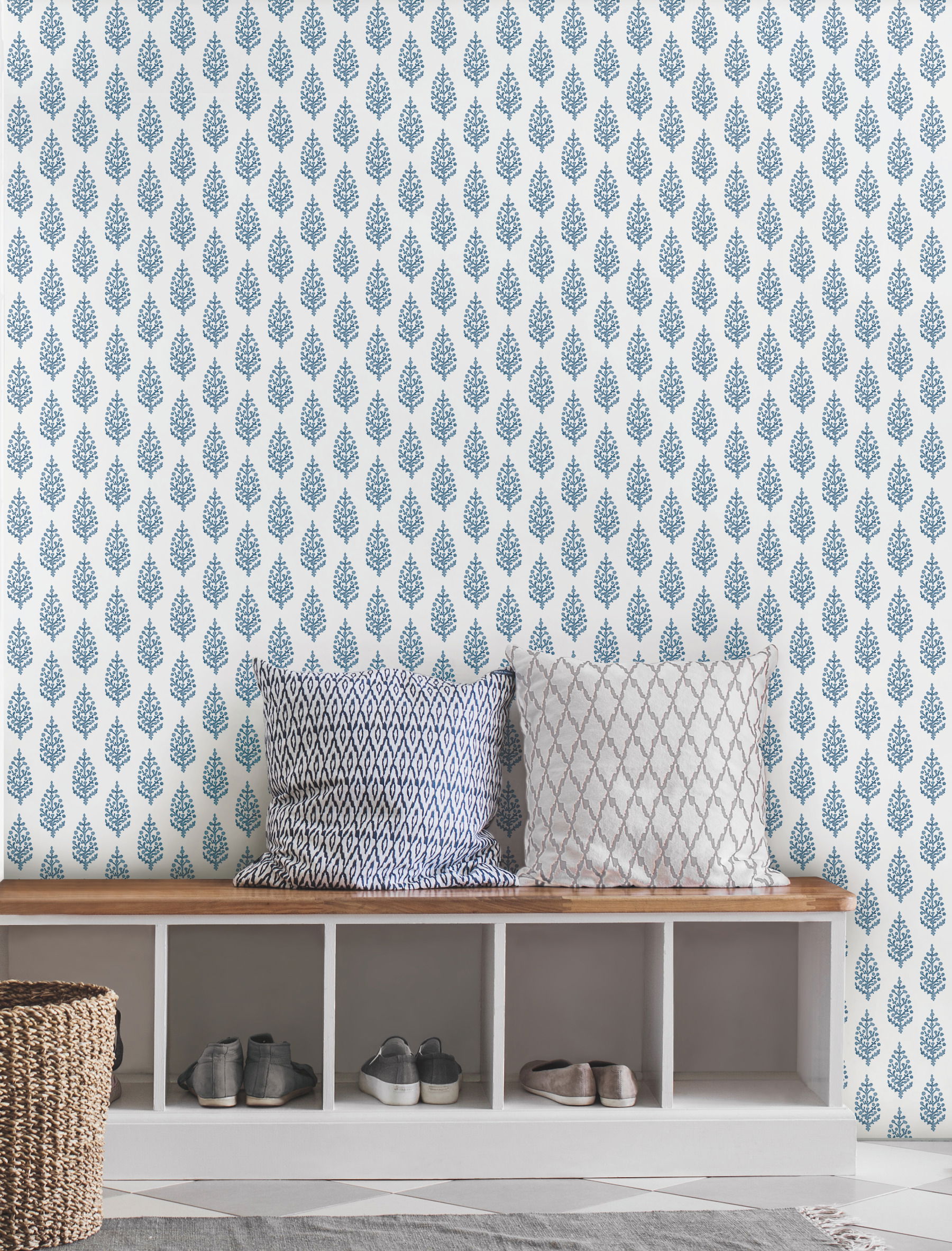 Paisley on Calico Blue Wallpaper large image 