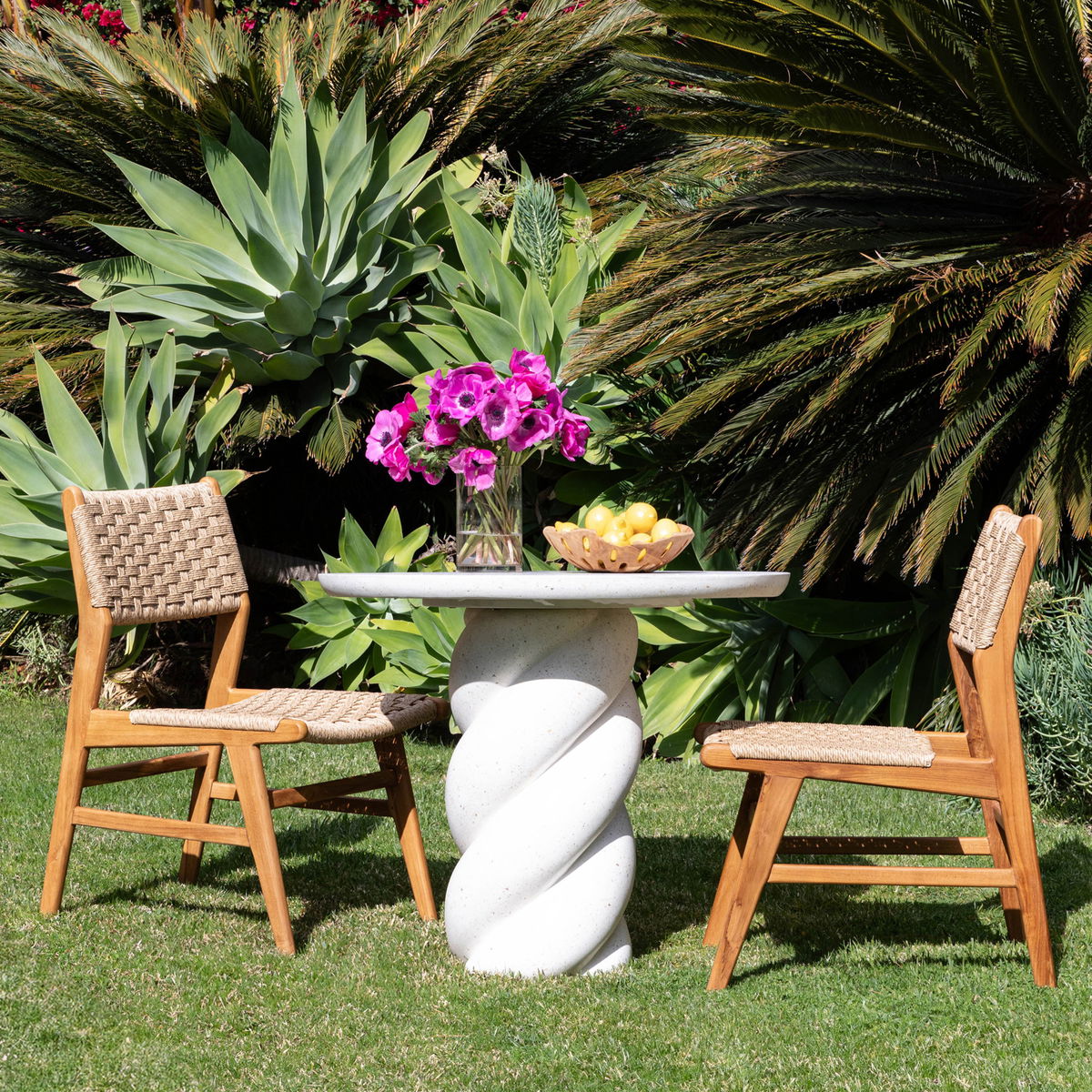 Nidia Outdoor Bistro Table Ivory, Dining Table by Dovetail, 35.25" width x 30" height x 35.25" diameter x 35.25" depth View 4