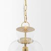 Sadah Tall Clear Blown Glass with Gold Metal Pendant Light, by Mercana, 11.25" length x 11.25" width x 21" height thumbnail 6