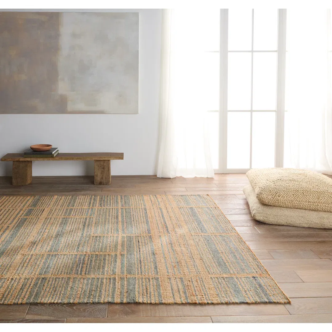 Zoya Flatweave Striped Area Rug in Brown/Blue large image 