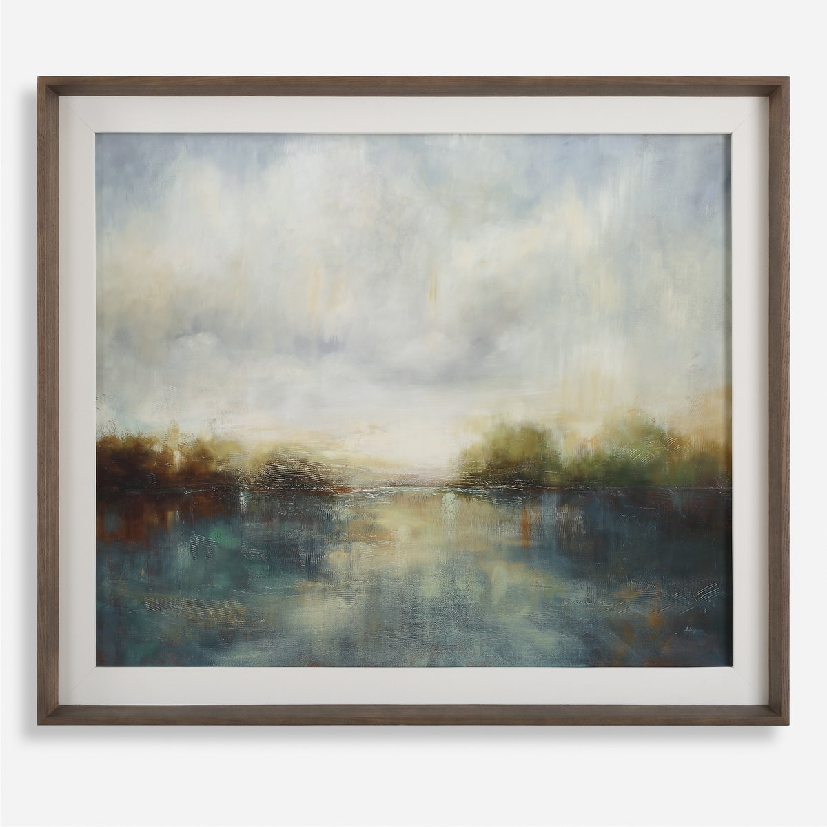 Blue Reverie Framed Abstract Lake Print, by Uttermost, 3'5.25" width x 2'11.25" height x 2.5" depth View 1