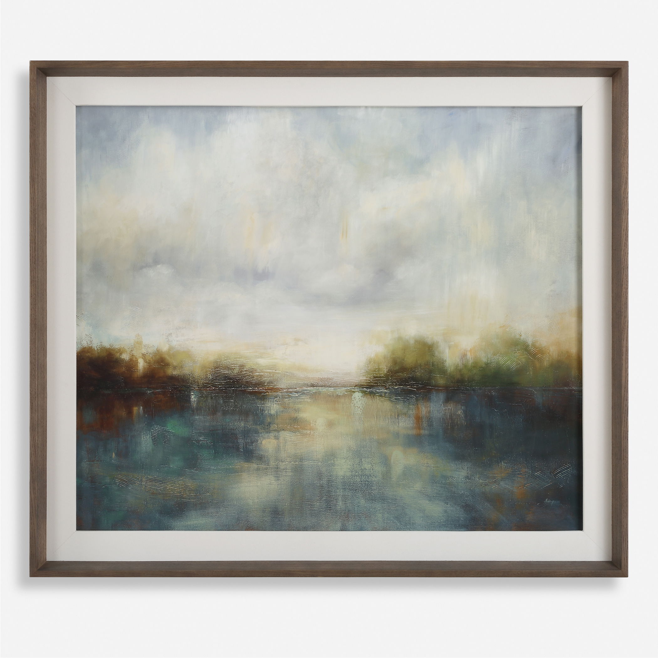 Blue Reverie Framed Abstract Lake Print large image 