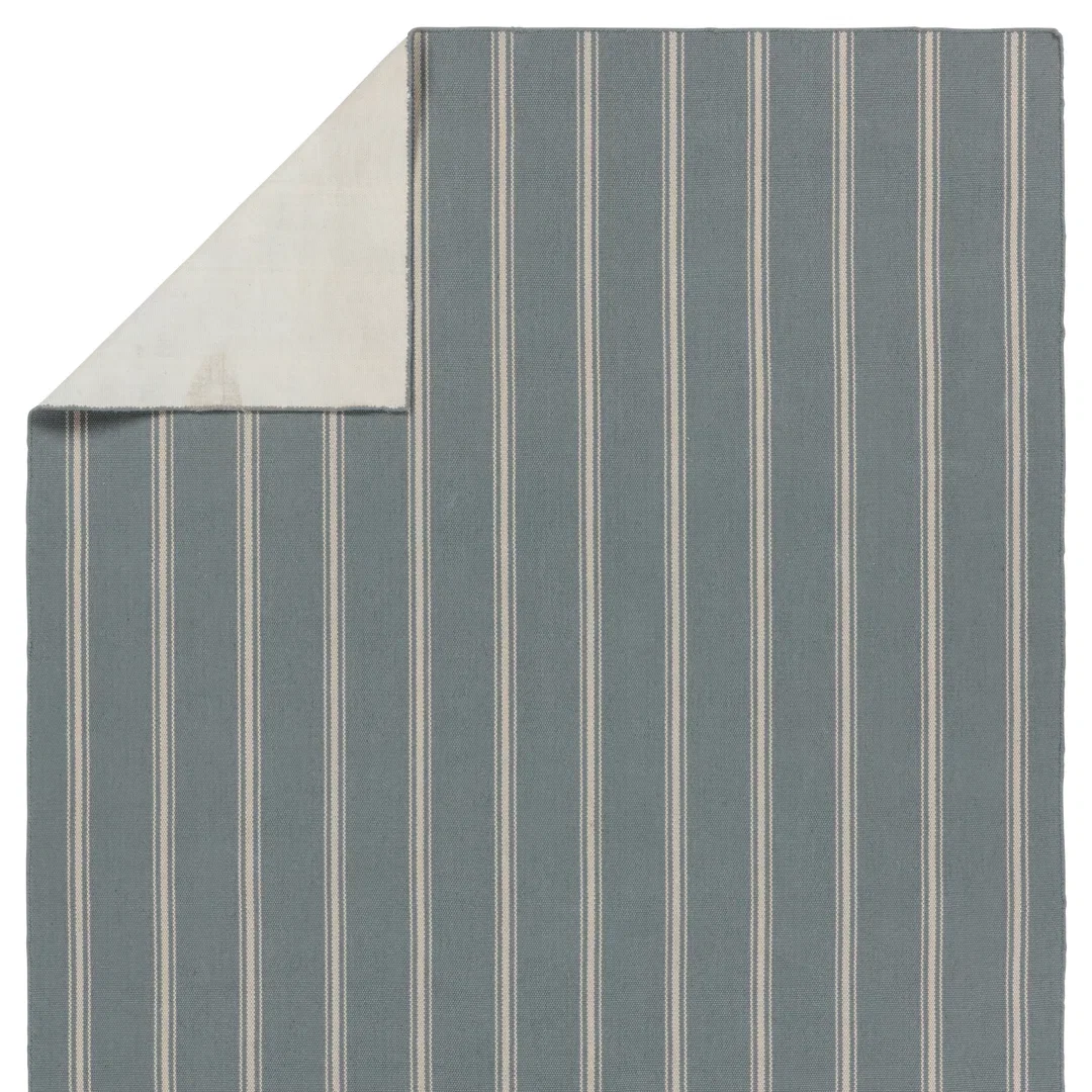 Memento Handmade Indoor/Outdoor Striped Slate/ Ivory, Rug by Jaipur Living, 8' width x 10' height x 0.25" depth View 5