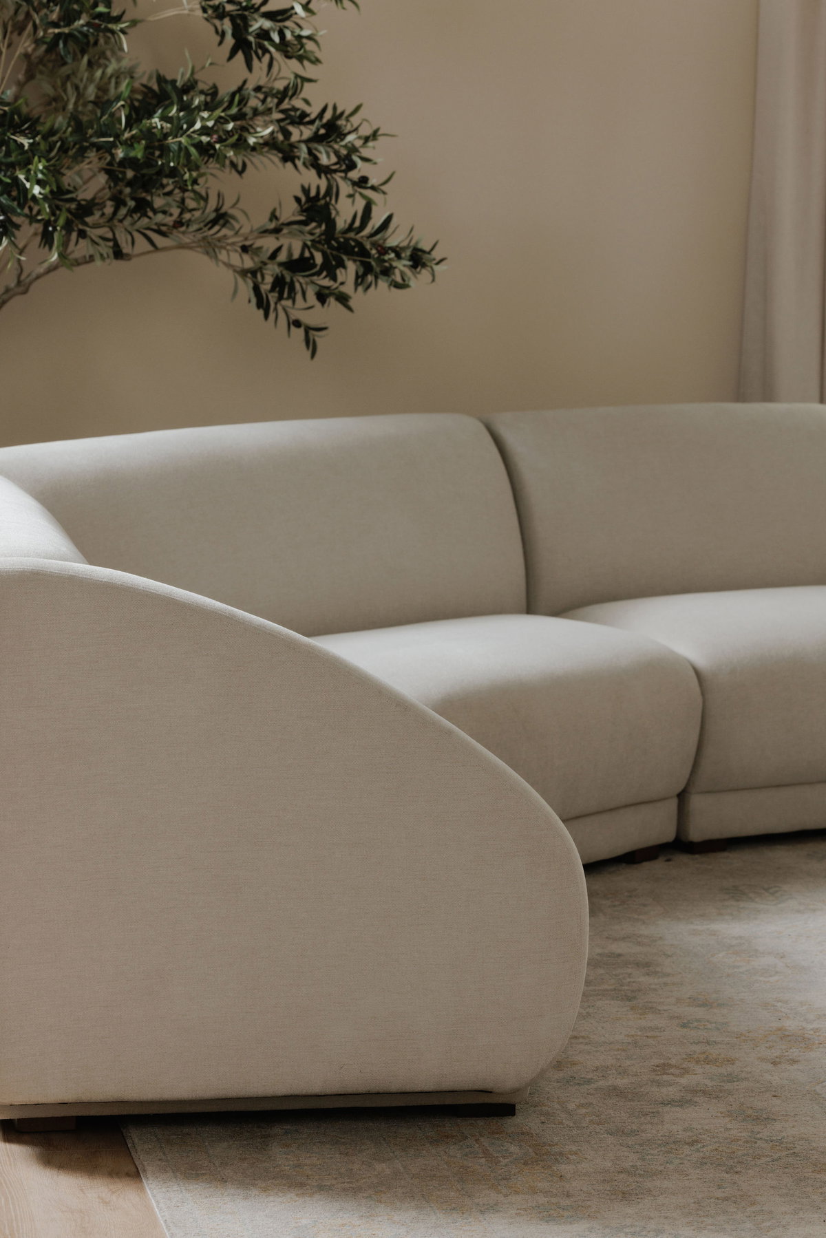 Fraser Wedge Slipper Chair Off White, Accent Chair by Moe's Home, 62.5" width x 31.5" height x 34.3" depth View 6