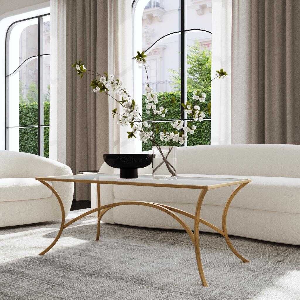 Alayna Gold Coffee Table, by Uttermost, 48.12" width x 19.75" height x 24.12" depth View 2