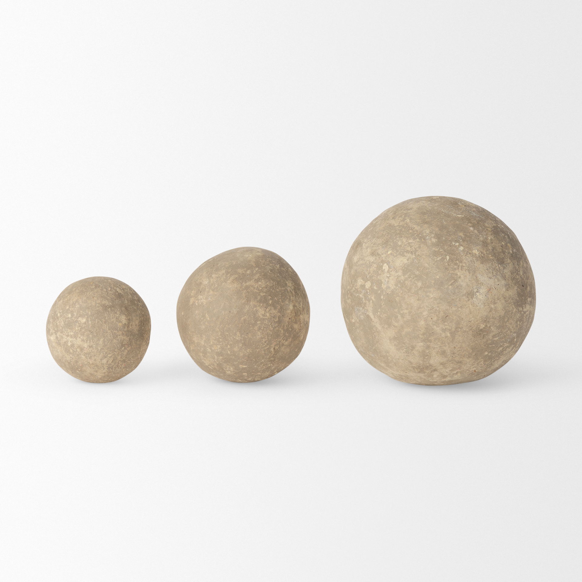 Sunita Set of 3 Gray Paper Mache Orbs, Decorative Object by Mercana, 6" length x 6" width x 6" height View 7