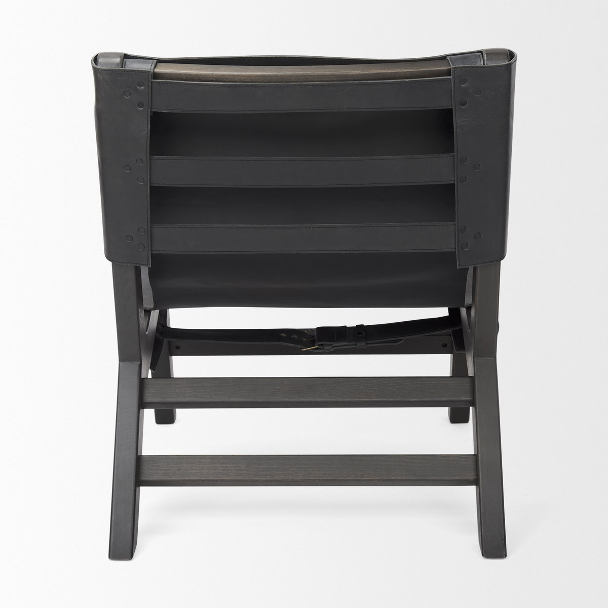 Elodie 24.4L x 33.9W x 30.7H Black Leather with Black Stain Beech Wood Frame Accent Chair, by Mercana, 24.41" length x 31.5" width x 30.71" height View 7