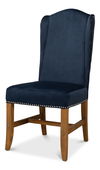 High Back Dining Chair, Blue Velvet, by Sarreid, 21" length x 26" width x 46" height thumbnail 1