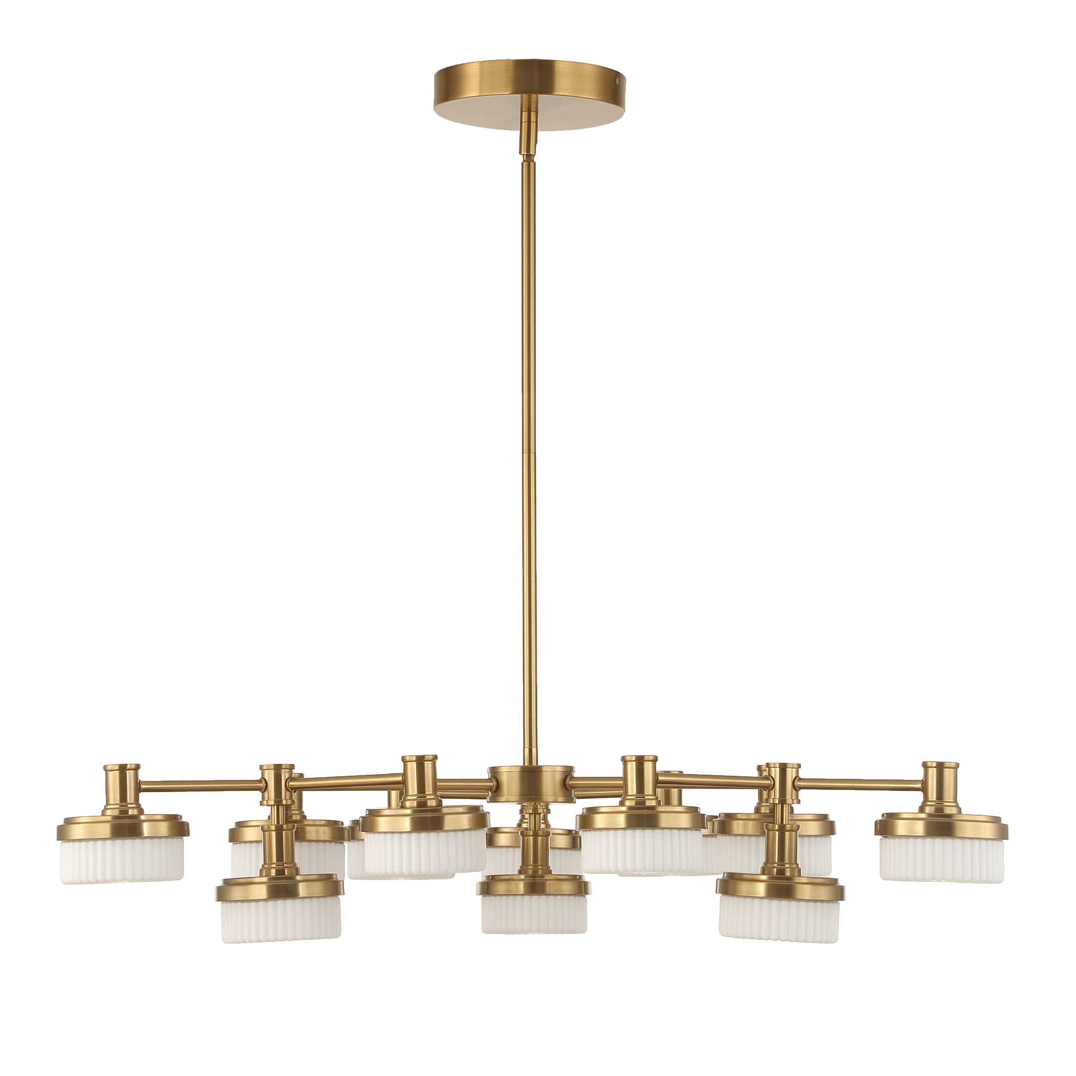 Wedge 12 Lt LED Brass Chandelier, Ceiling Light by Uttermost, 40.62" width x 7.25" height x 40.62" depth View 5