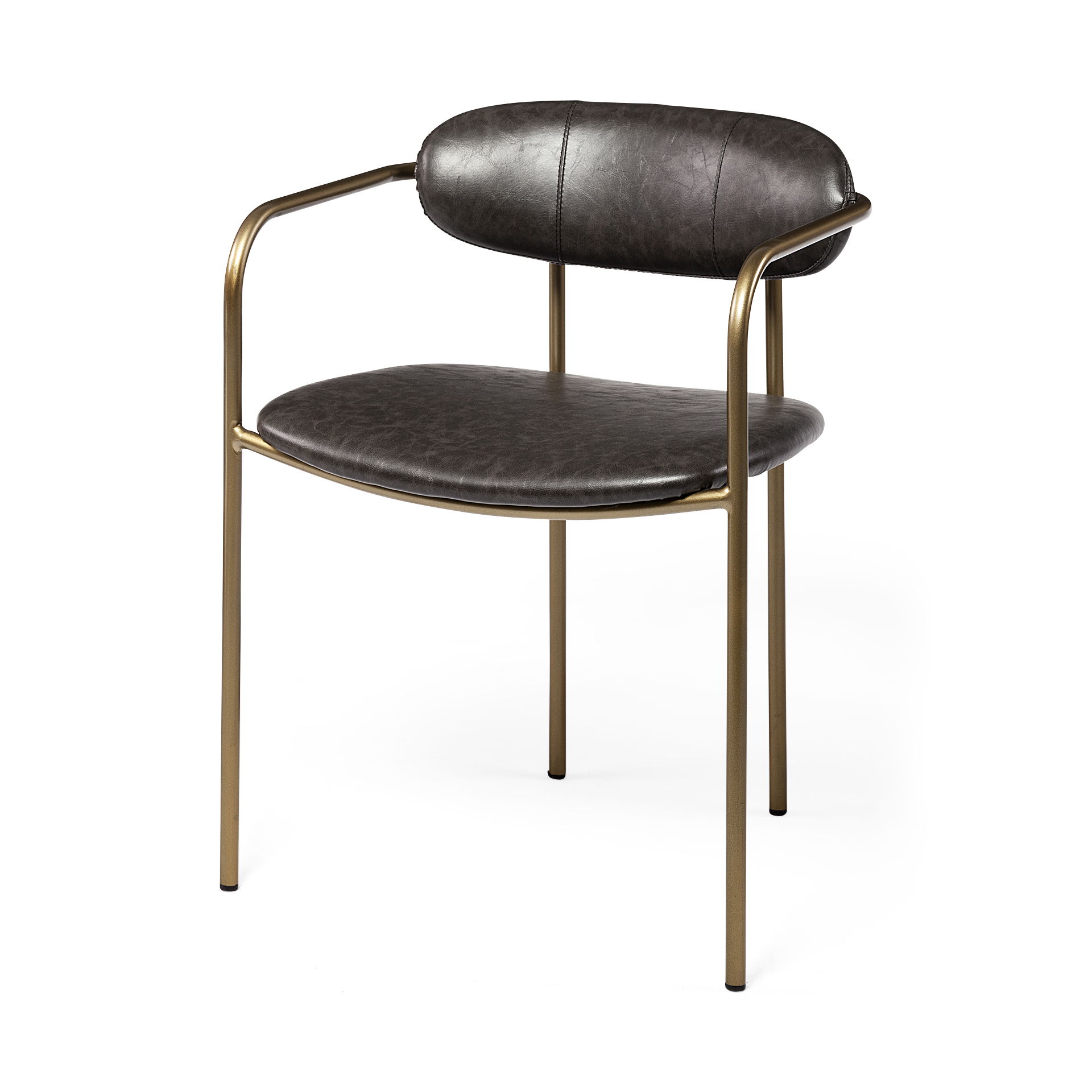 Parker Brown Faux Leather Seat Gold Metal Dining Chair large image 