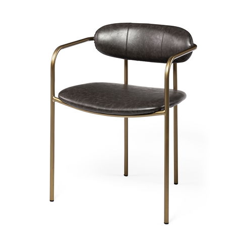 Parker Brown Faux Leather Seat Gold Metal Dining Chair