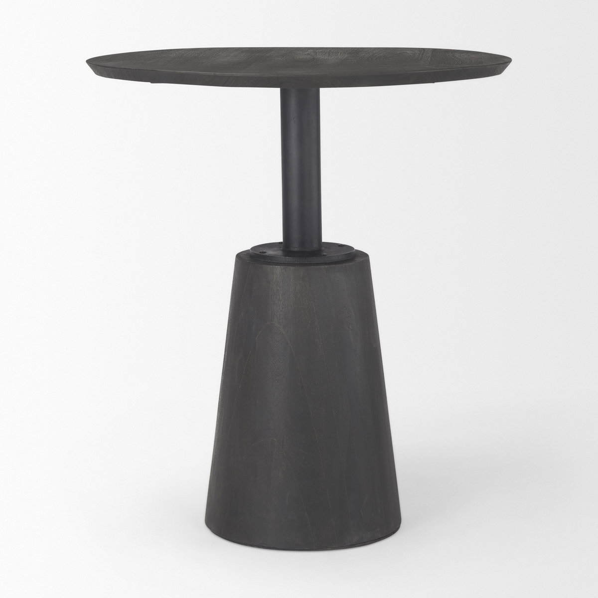 Maxwell 32' Round Pedestal Dining Table | Modern | Black-Brown Wood & Black Metal | Seats 2, by Mercana, 32" length x 32" width x 36" height View 5