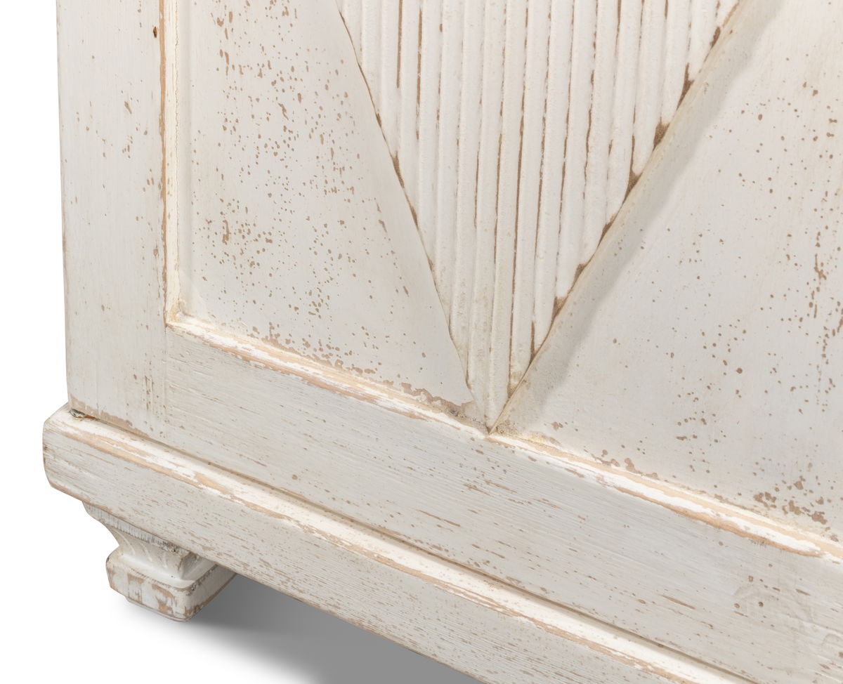Beecher Sideboard W/4 Doors  Whitewash, by Sarreid, 1'7" length x 7'4" width x 3'10" height View 6