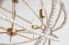 Ava White (34'D) Gold Metal and White Wood Beaded Six Bulb Chandelier, by Mercana, 34" length x 34" width x 34" height thumbnail 5