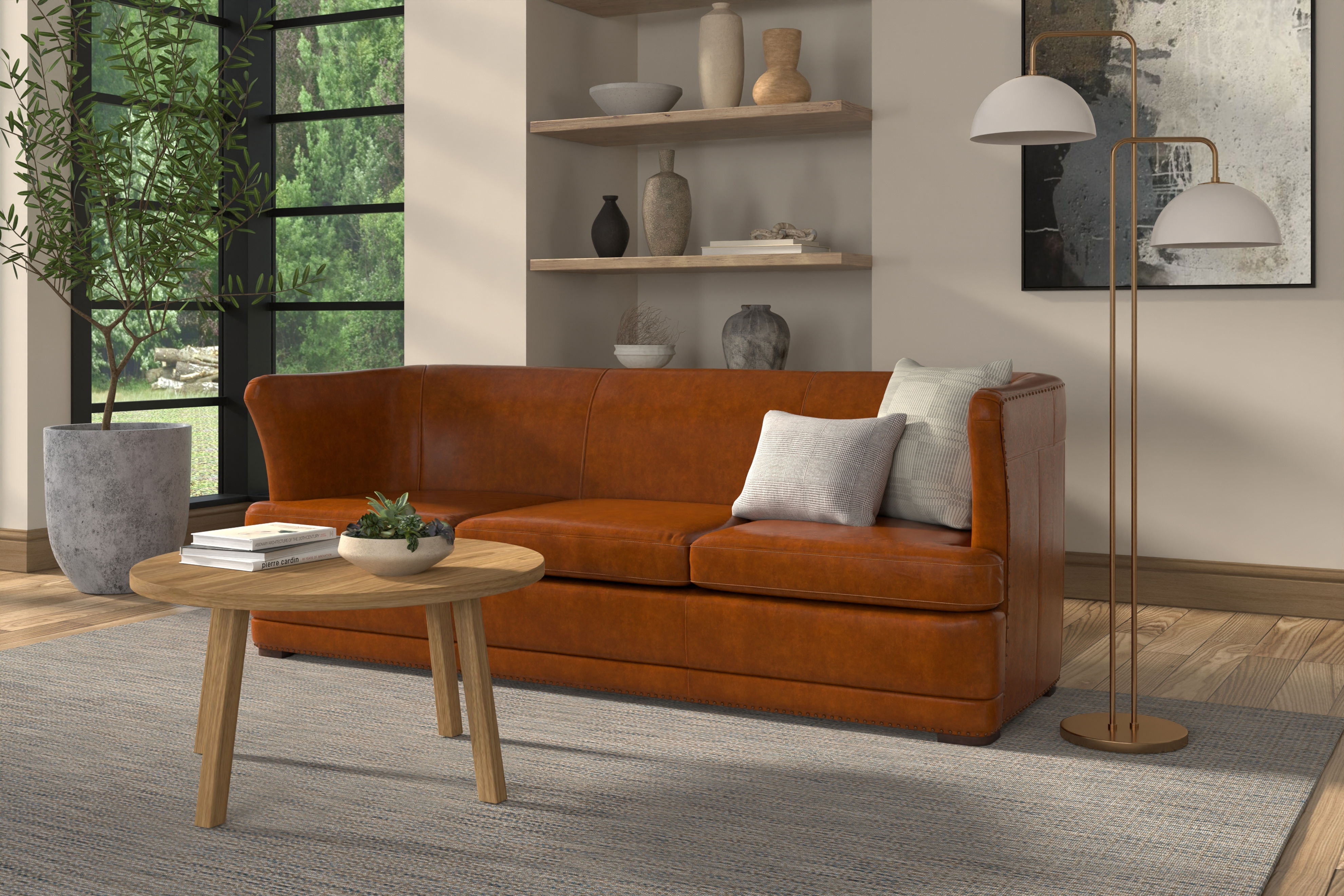Mcmillan Distilled Leather Sofa Brown large image 