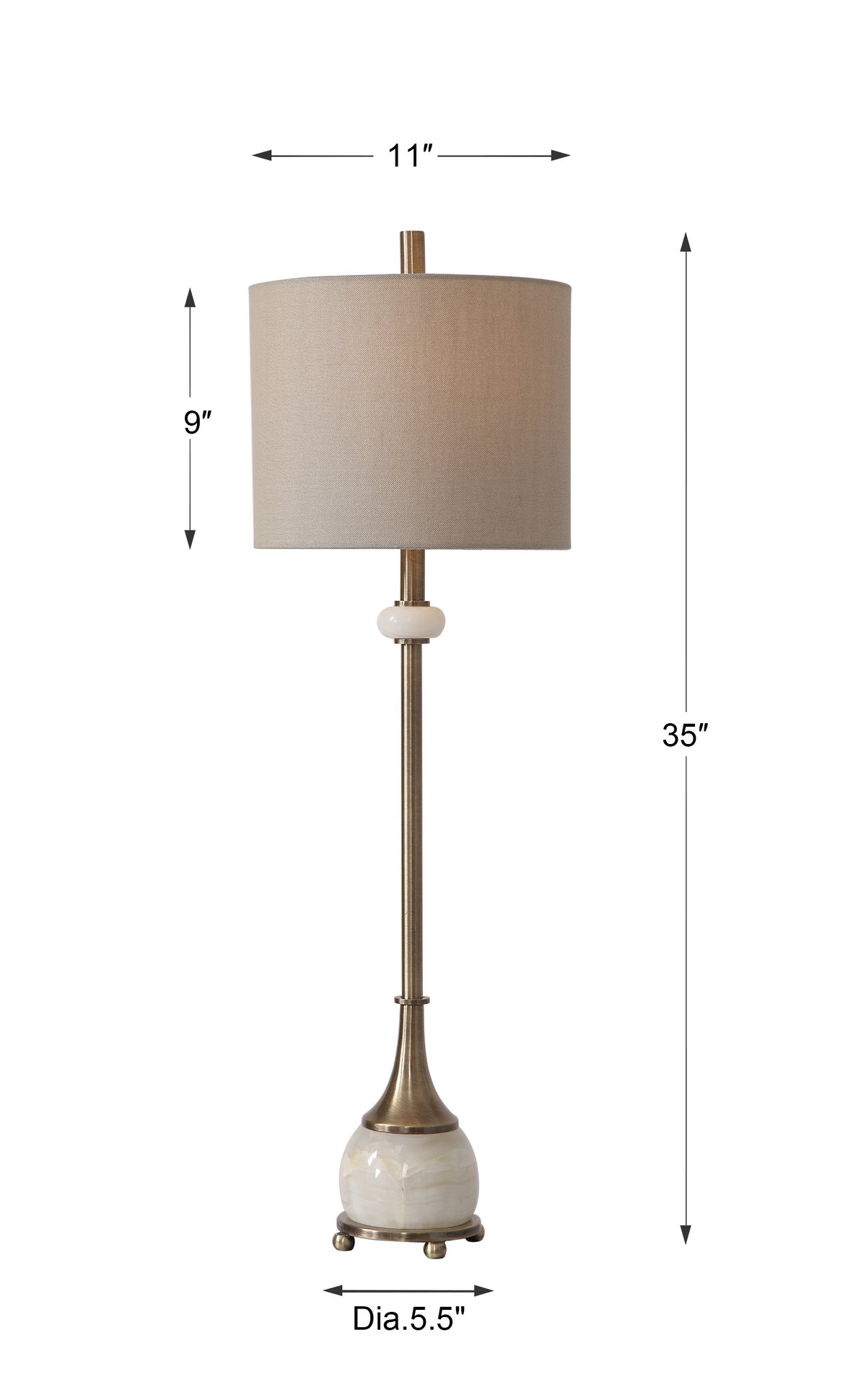 Natania Plated Brass Buffet Lamp, Table Lamp by Uttermost, 11" width x 35" height x 11" depth View 3