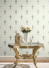 Fleur De Lis White & Green Wallpaper, by York Wall, 27' length x 2'3" width x 0.02" depth thumbnail 2