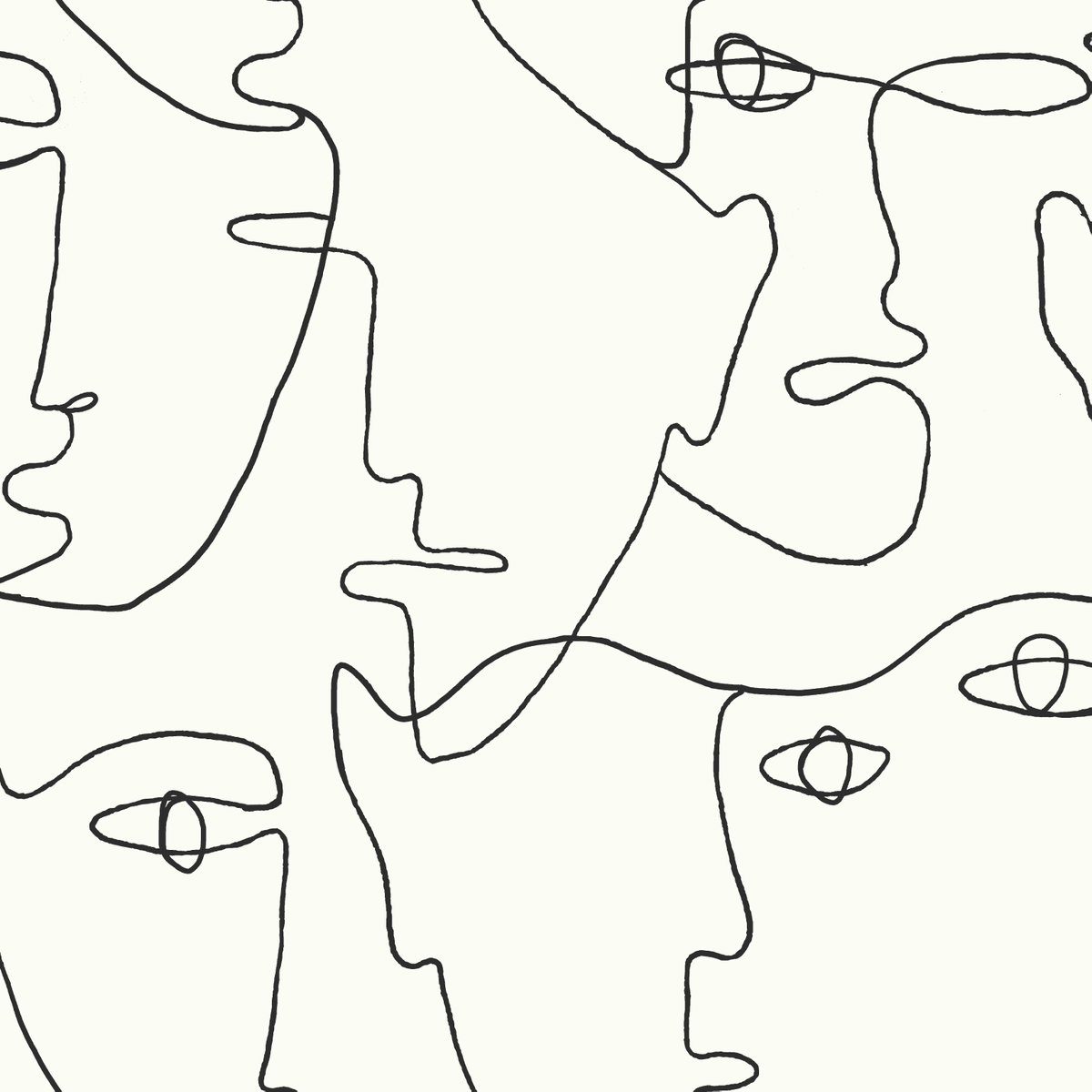 Pablo Portraits Black Peel & Stick Wallpaper, by York Wall, 20' length x 1'8.5" width x 0.02" depth