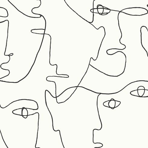 Pablo Portraits Black Peel & Stick Wallpaper