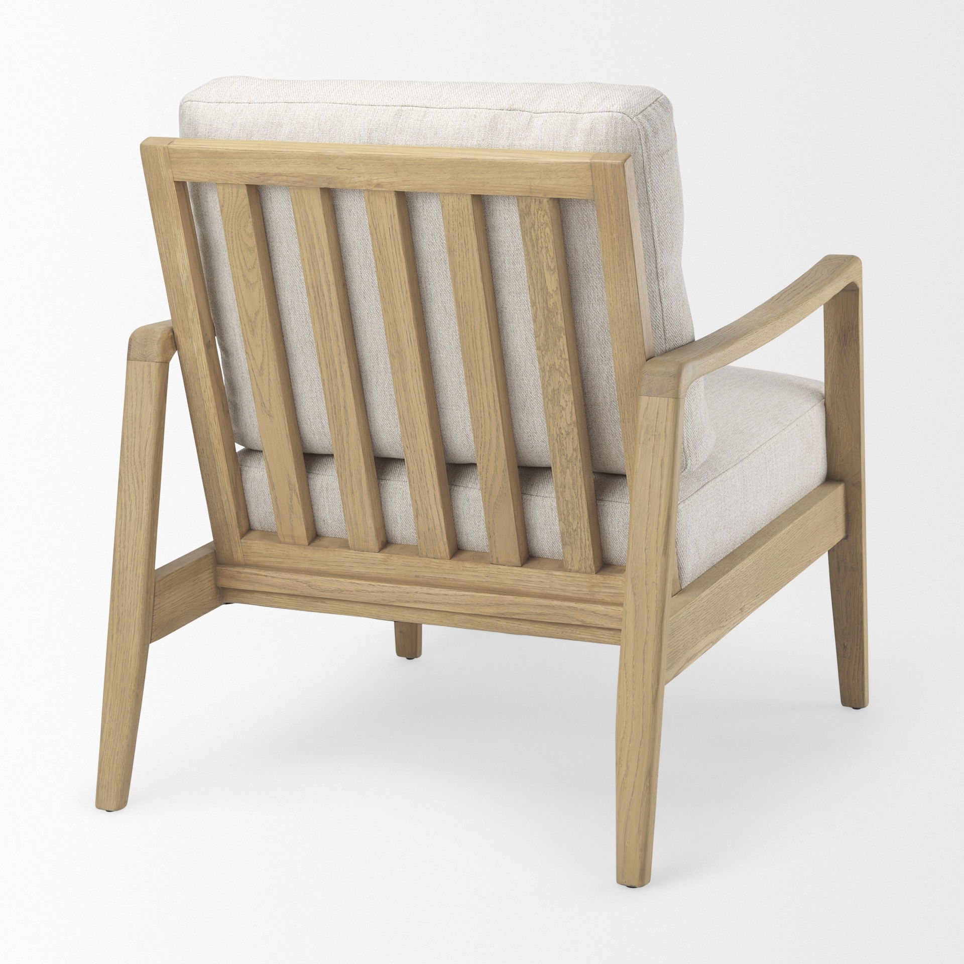 Raeleigh  Cream Fabric with Light Brown Wood Accent Chair, by Mercana, 27.95" length x 34.06" width x 34.45" height View 6