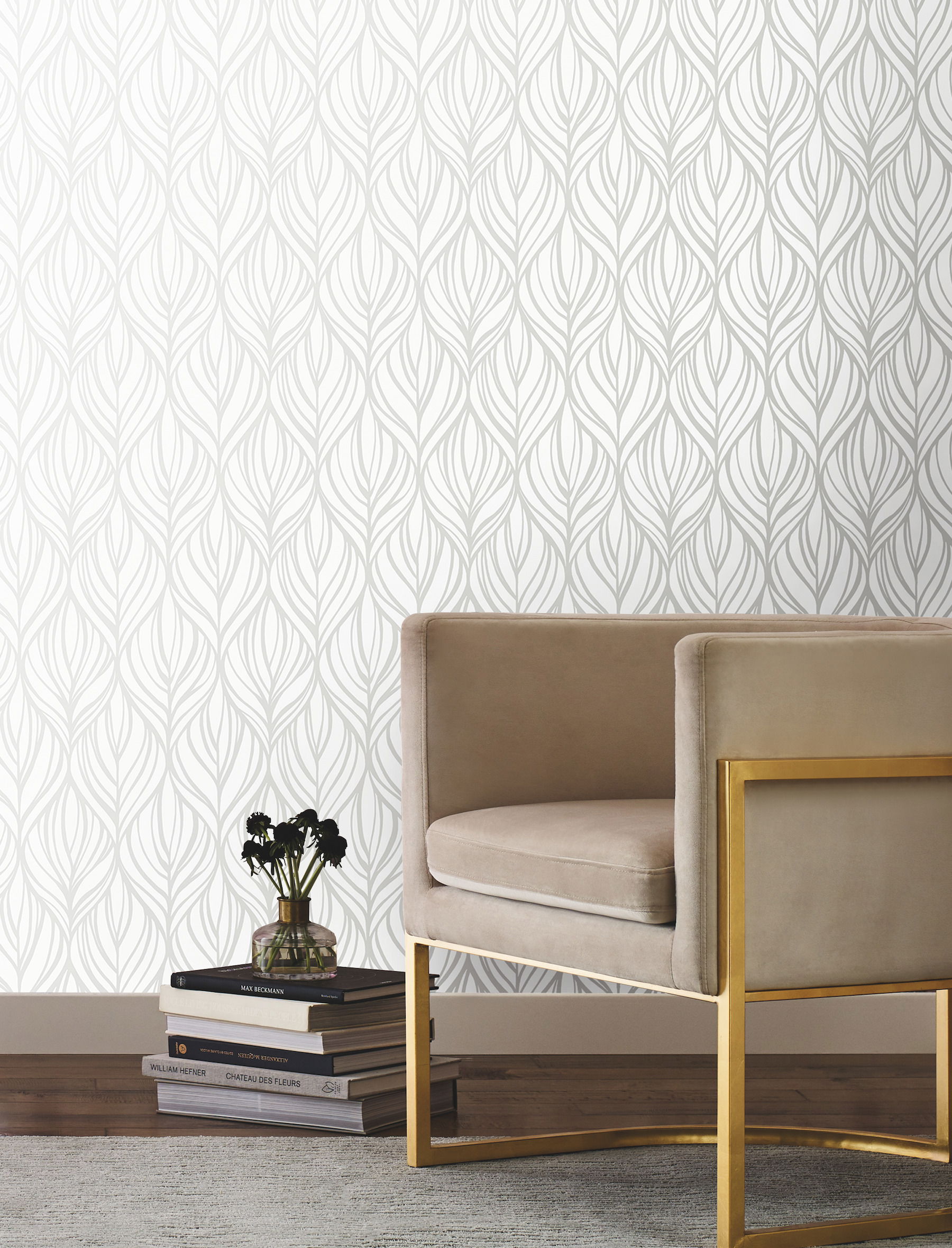 Palma White & Silver Wallpaper large image 