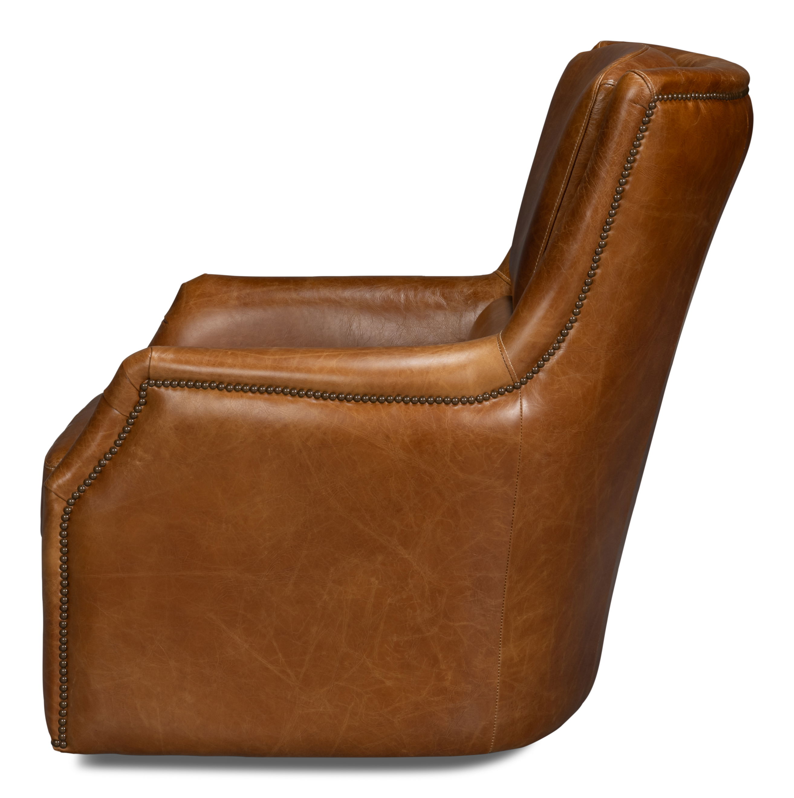 Baker Leather Swivel Chair, Cuba Brown large image 