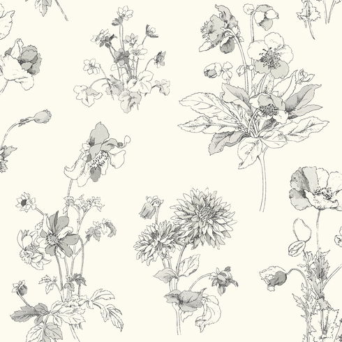 Grey Meadow in Bloom Wallpaper