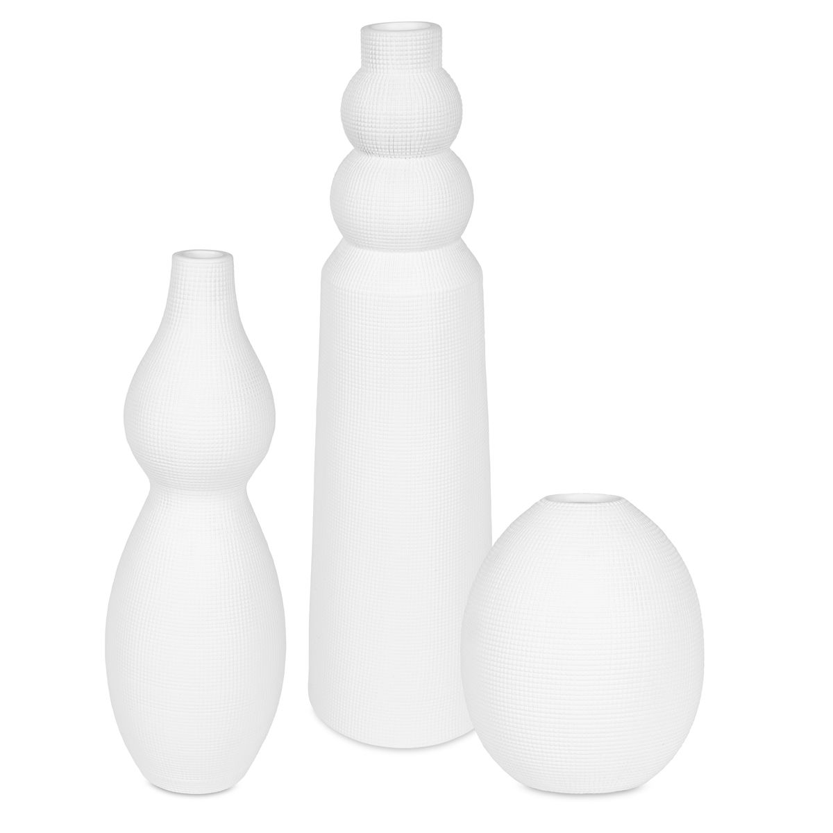 Forma White Ceramic Vases Set/3, by Uttermost, 5.5" width x 19" height x 5.5" depth View 1