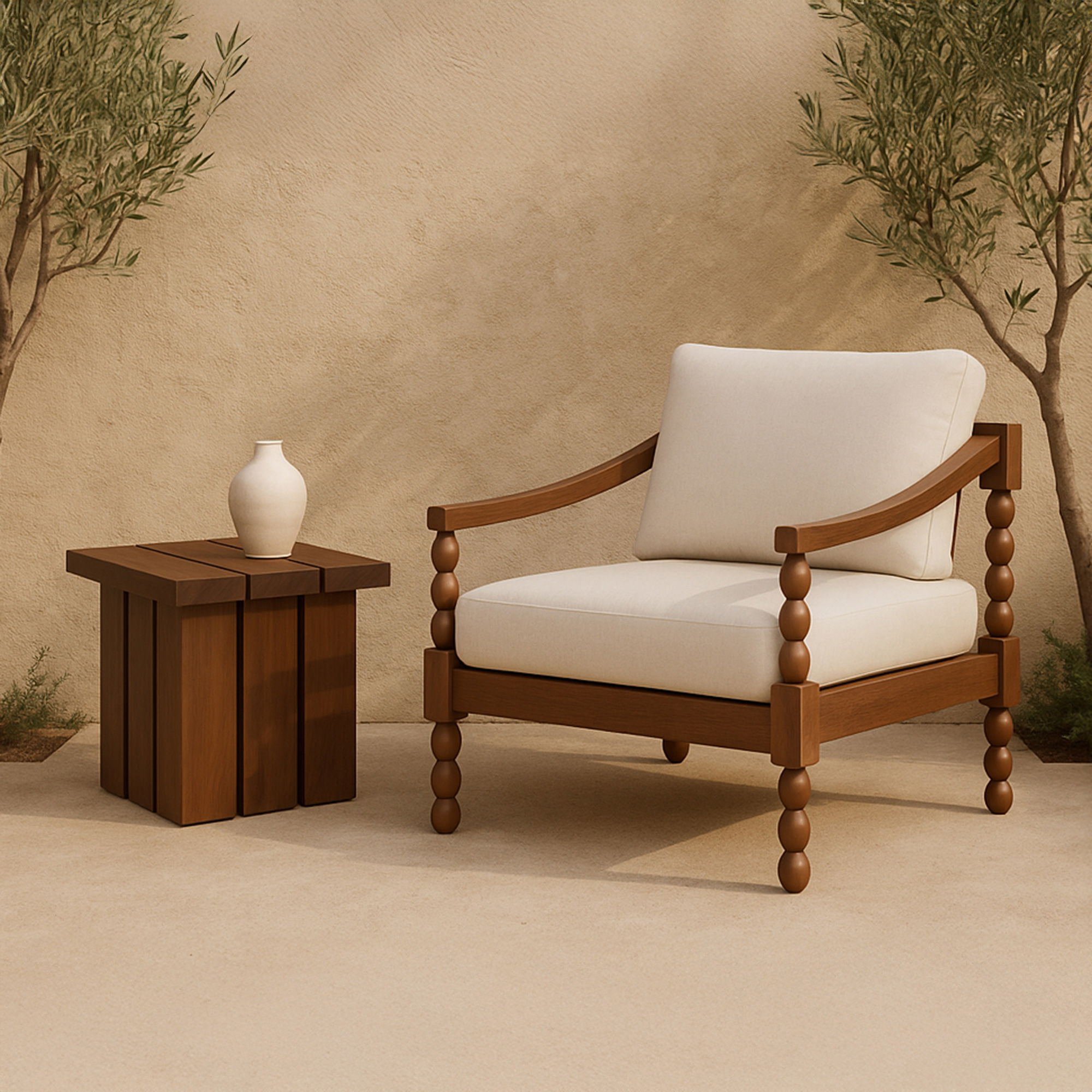 Denby Outdoor Side Table Brown, Outdoor Table by Moe's Home, 1'10" width x 1'8" height x 1'10" depth View 5