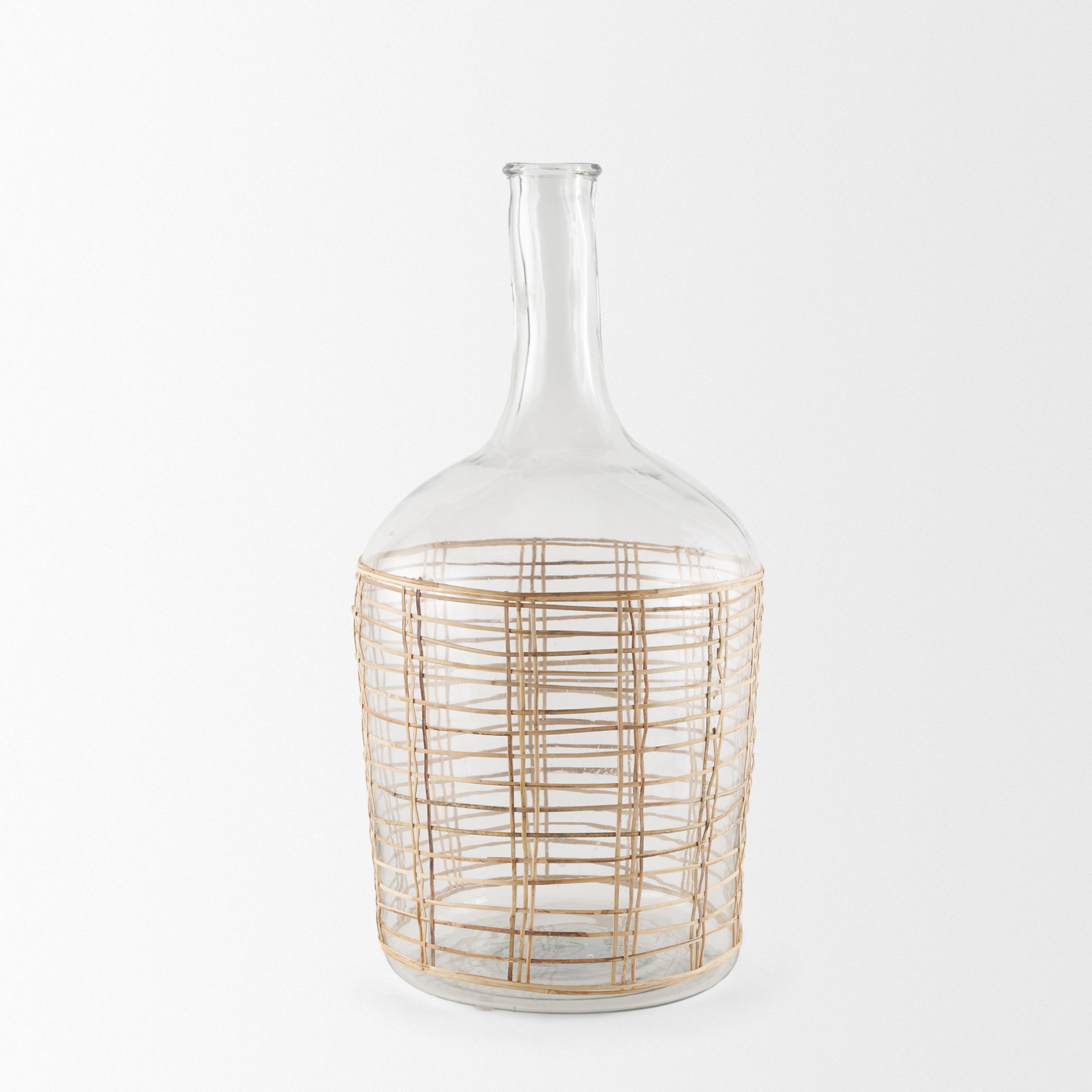 Troian Large Rattan Wrapped Glass Bottle large image 
