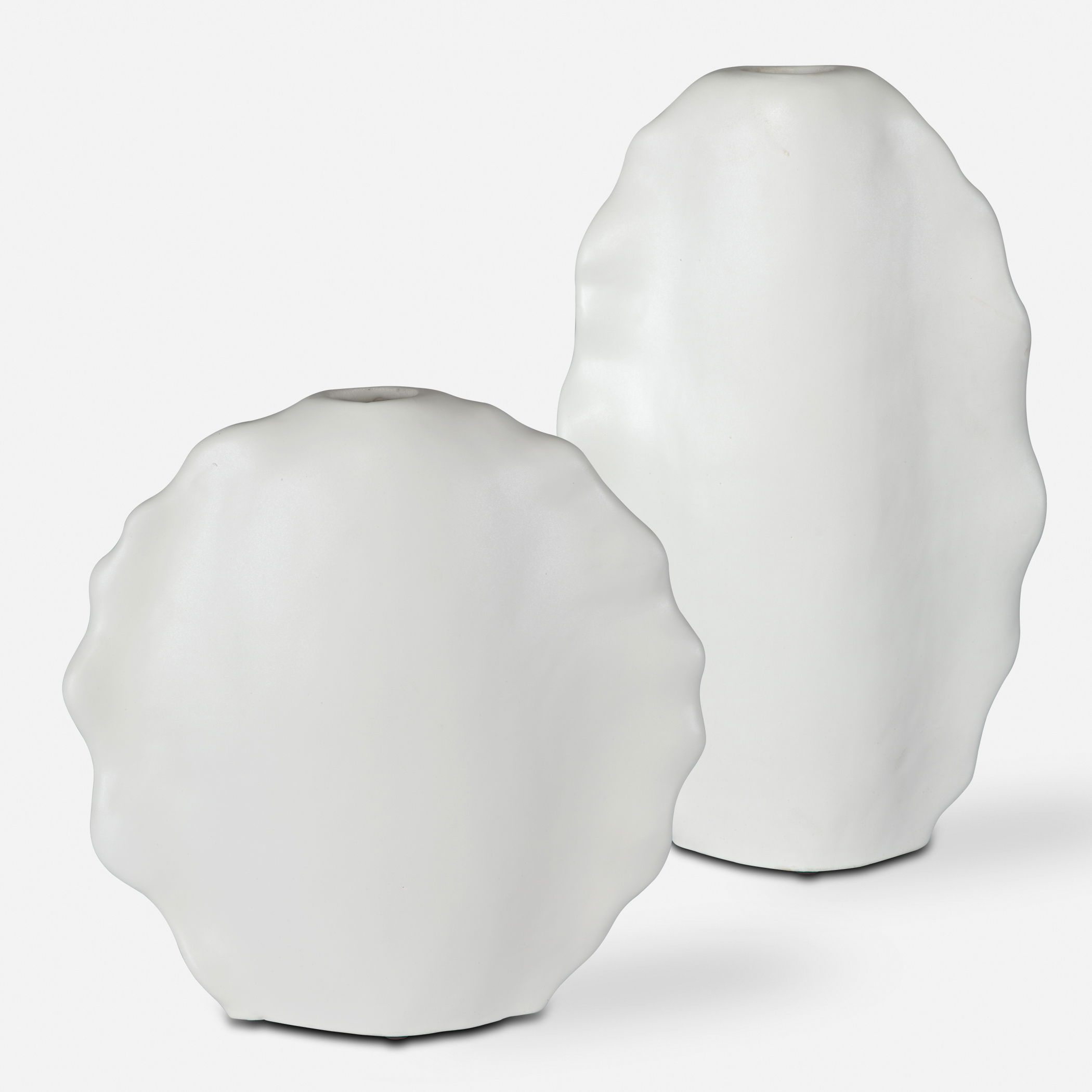 Ruffled Feathers Modern White Vases, S/2 large image 