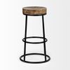 Flynn 26.25' Seat Height Brown Wood Seat Black Metal Frame Stool, Counter & Bar Stool by Mercana, 16" length x 16" width x 26.5" height thumbnail 3