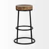Flynn Backless 26.5in Seat Counter Stool | Brown Wood with Black Metal, Counter & Bar Stool by Mercana, 16" length x 16" width x 26.5" height thumbnail 3