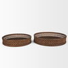 Thala Medium Brown Round Wicker Tray (Set of 2), Decorative Tray by Mercana, 20.47" length x 20.47" width x 4.5" height thumbnail 2