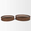 Thala Medium Brown Round Wicker Tray (Set of 2), Decorative Tray by Mercana, 20.47" length x 20.47" width x 4.5" height thumbnail 4