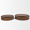 Thala Medium Brown Round Wicker Tray (Set of 2), Decorative Tray by Mercana, 20.47" length x 20.47" width x 4.5" height thumbnail 4