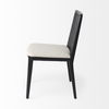 Clara Black Wood with Cream Fabric Seat and Cane Back Armless Dining Chair thumbnail 4