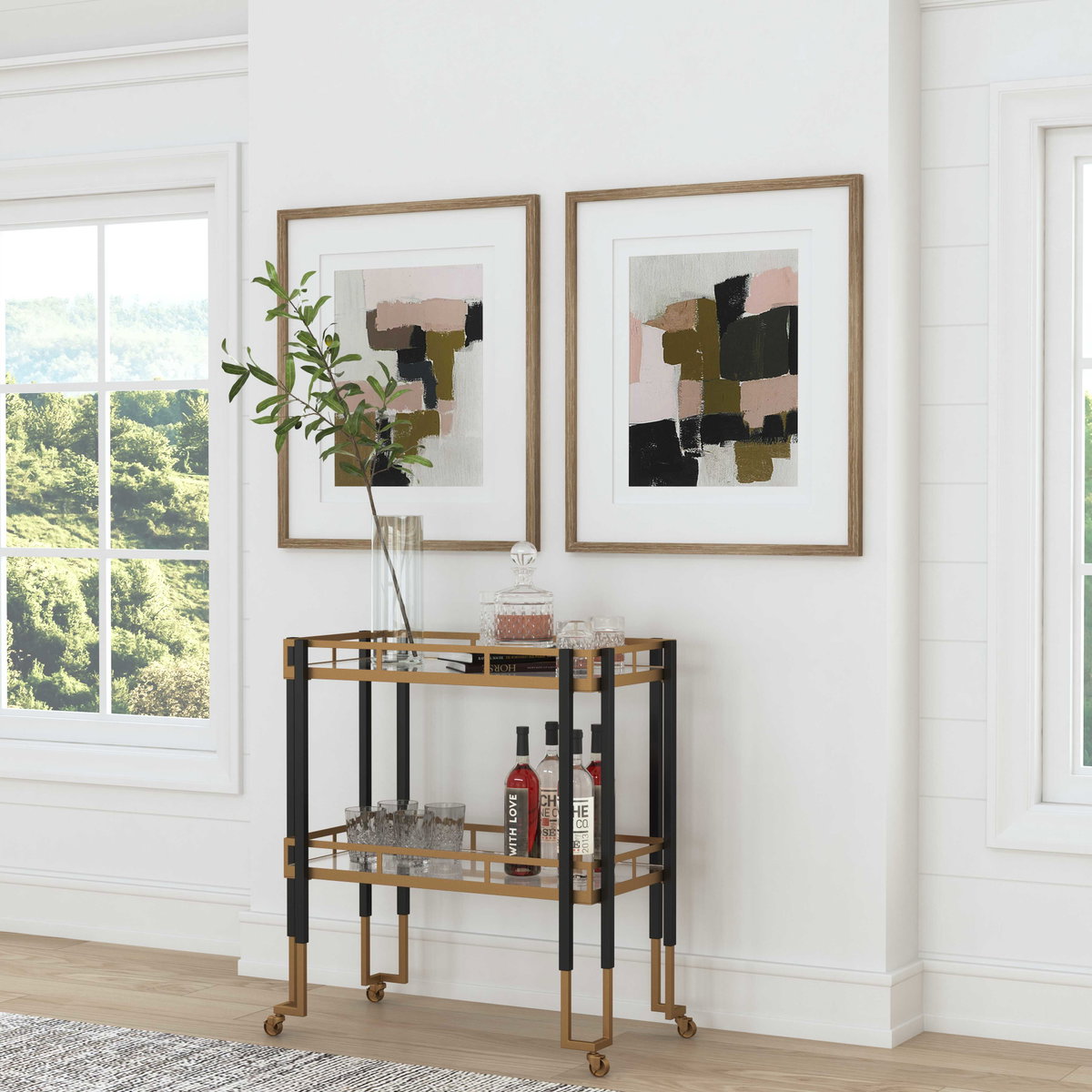 Kentmore Modern Bar Cart, Bar Carts & Cabinet by Uttermost, 32.87" width x 32" height x 17.37" depth View 4