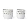Larissa Set of Two White Ceramic Hollow Pattern Vases, by Mercana, 6.7" length x 6.7" width x 7.1" height thumbnail 1